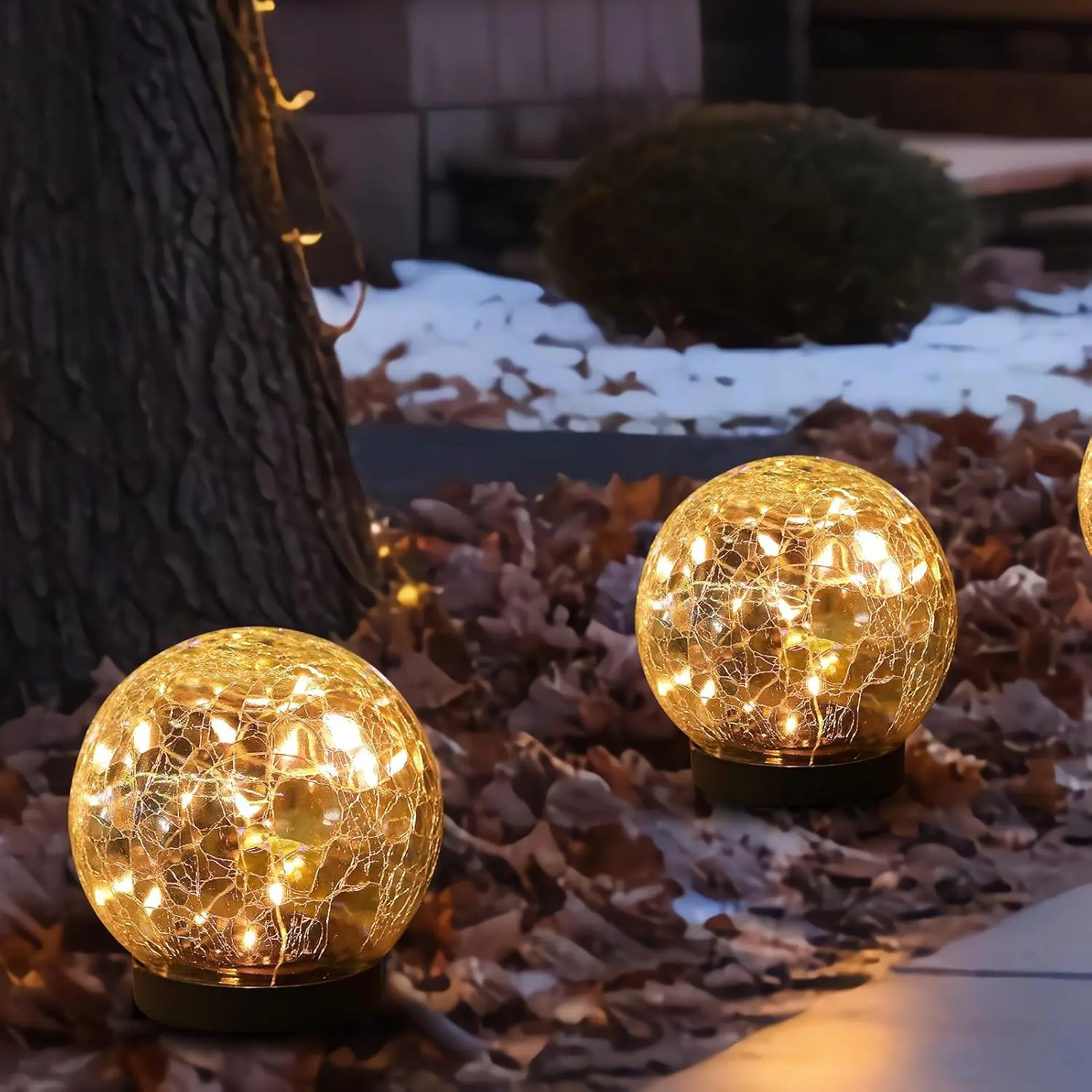 Solar Globe Lights Outdoor Waterproof-Solar Balls-Solar Garden Lights Orbs| Solar Globe Lights for Outside 6 Pack Cracked Glass Ball for Lawn Patio Yard Backyard Decorations