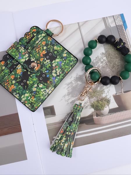 Animal Series Wrist Keychain with Colorful Beads, Cute Cartoon Design Card Holder, Perfect Gift for Friends and Holidays, Keychain Wristlet Strap