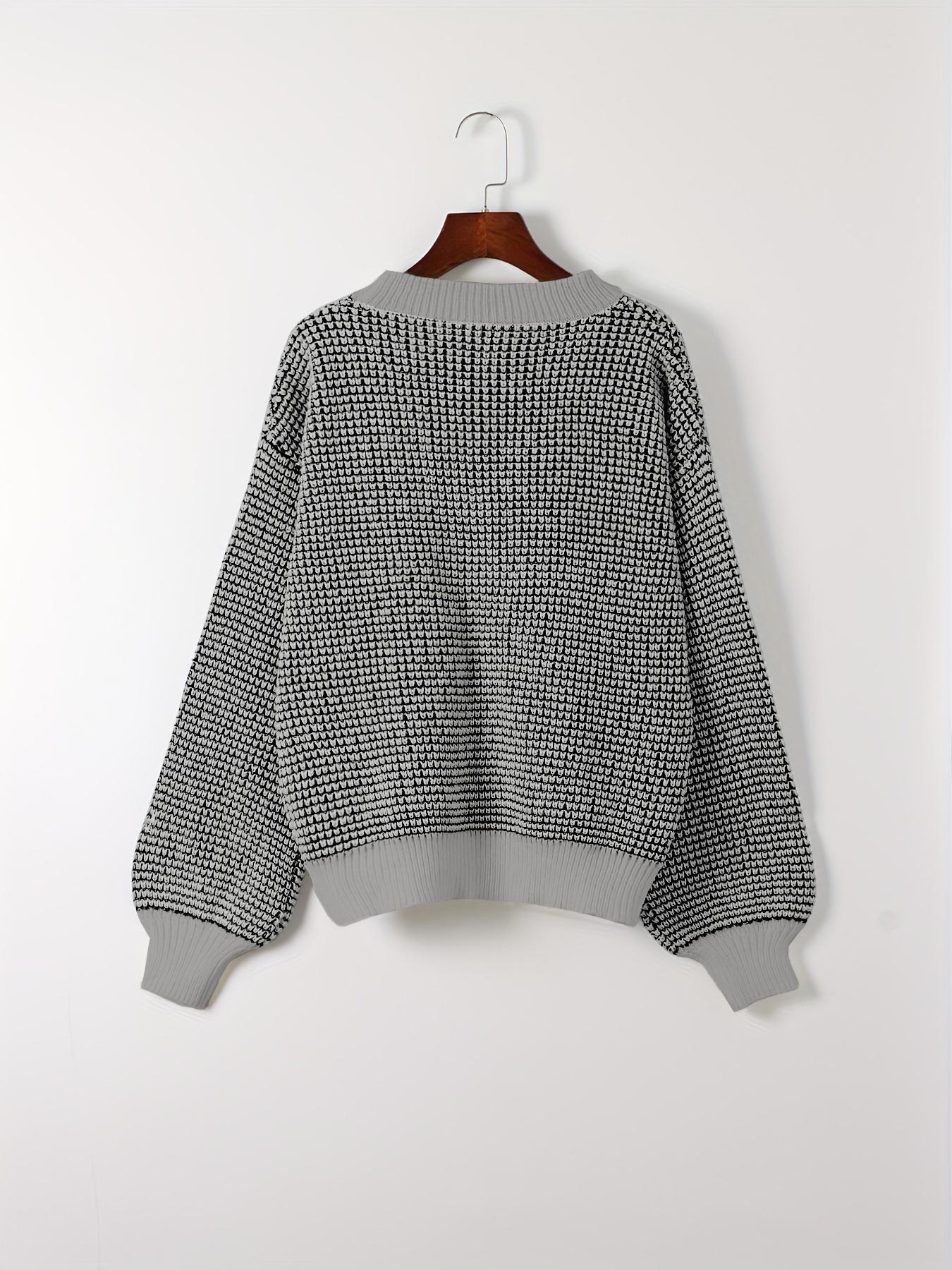 Women's Colorblock Drop Shoulder Sweater, Casual Long Sleeve Round Neck Jumper for Fall & Winter, Fashion Ladies' Knitwear for Daily Wear