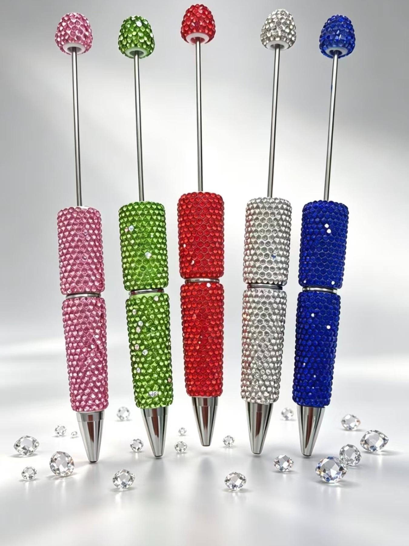 15-Piece Set Shiny Rhinestone Ballpoint Pens, Cute Sparkling DIY Pens, Includes 10 Refills & 10 Extenders, Office Writing Gift