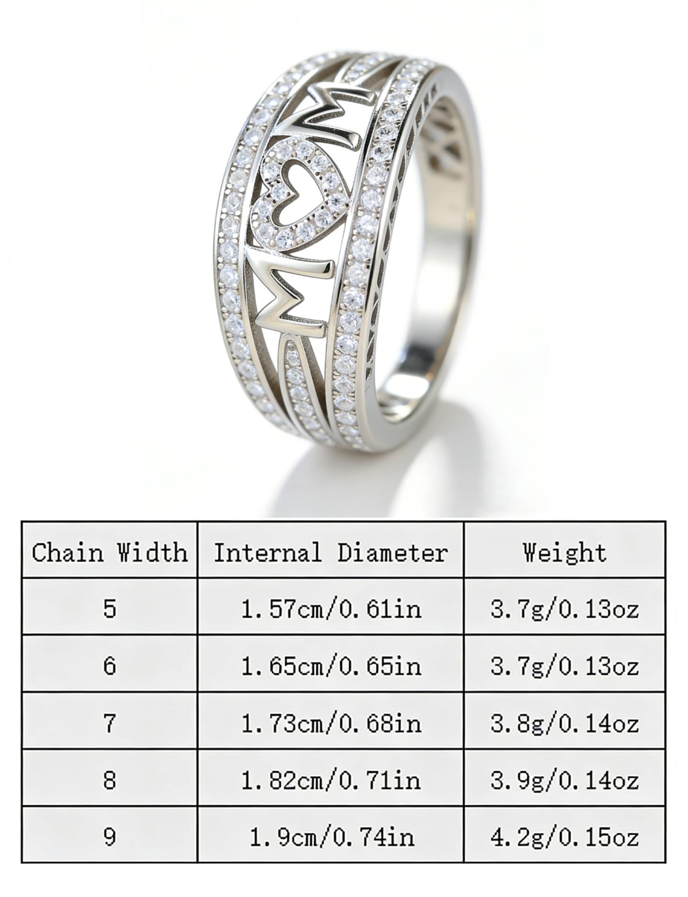 MOM Heart Ring, Sparkling cubic zirconia, "MOM" lettering, and a love heart that wraps around her finger.A Symbol of Endless Love for Mom,Mother's Day Gift