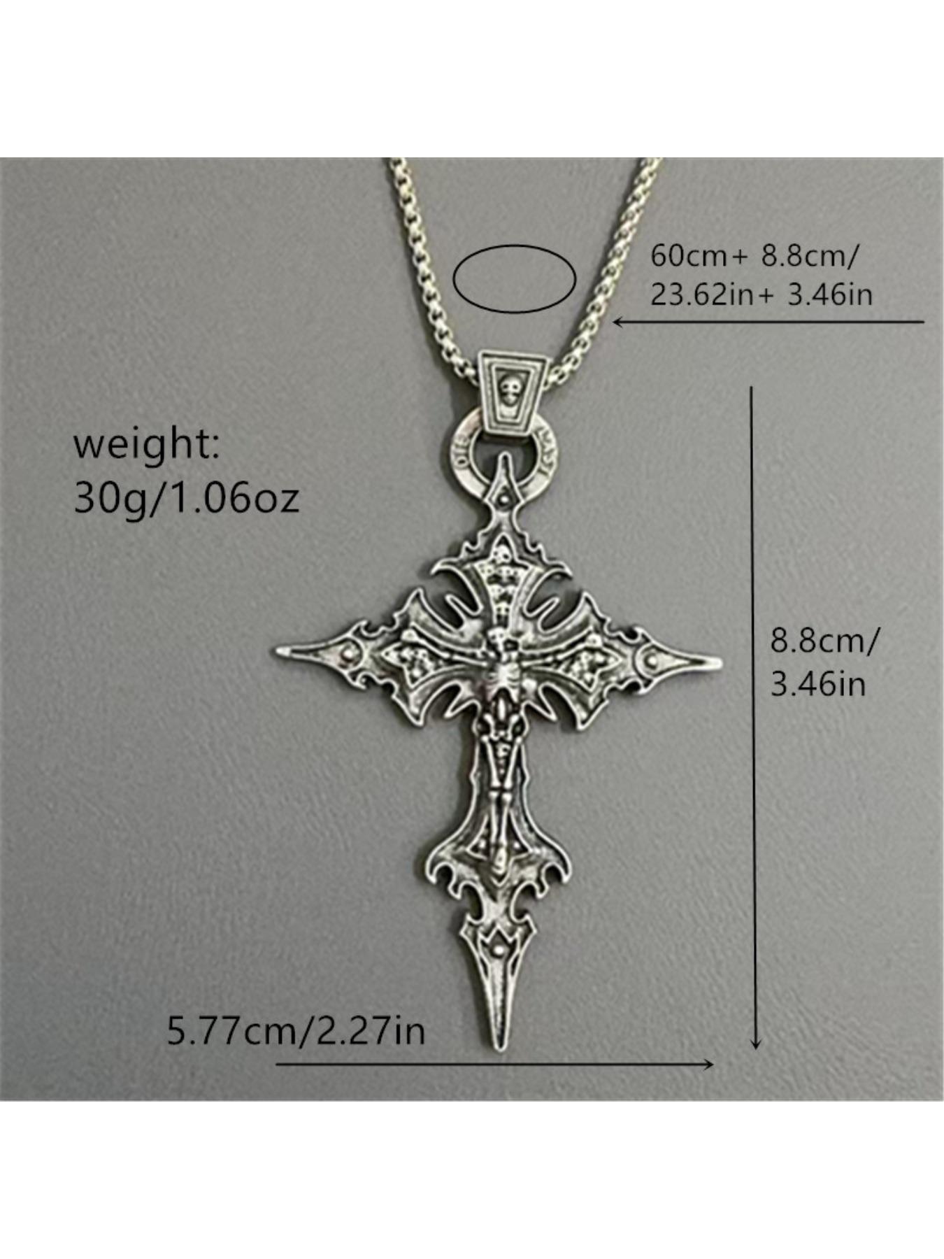 Vintage Gothic Skull Cross Pendant Necklace - Stainless Steel Punk Jewelry for Men