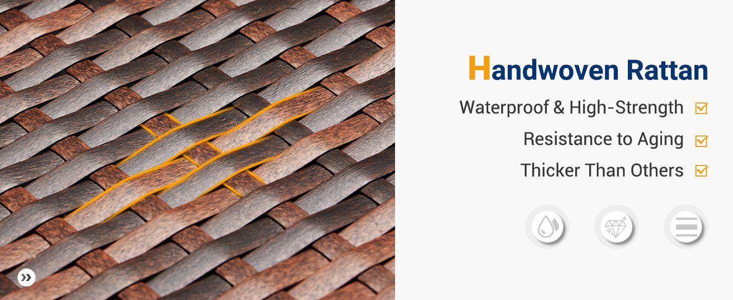 UDPATIO 3-Seat Patio Wicker Sofa, Outdoor Rattan Sectional Couch Furniture Steel Frame w/Furniture Cover Non-Slip Cushion and Deep Seating High UDPATIO 3-Seat Patio Wicker Sofa, Outdoor Rattan Sectional Couch Furniture Steel Frame w/Furniture Cover Non-Slip Cushion and Deep Seating High