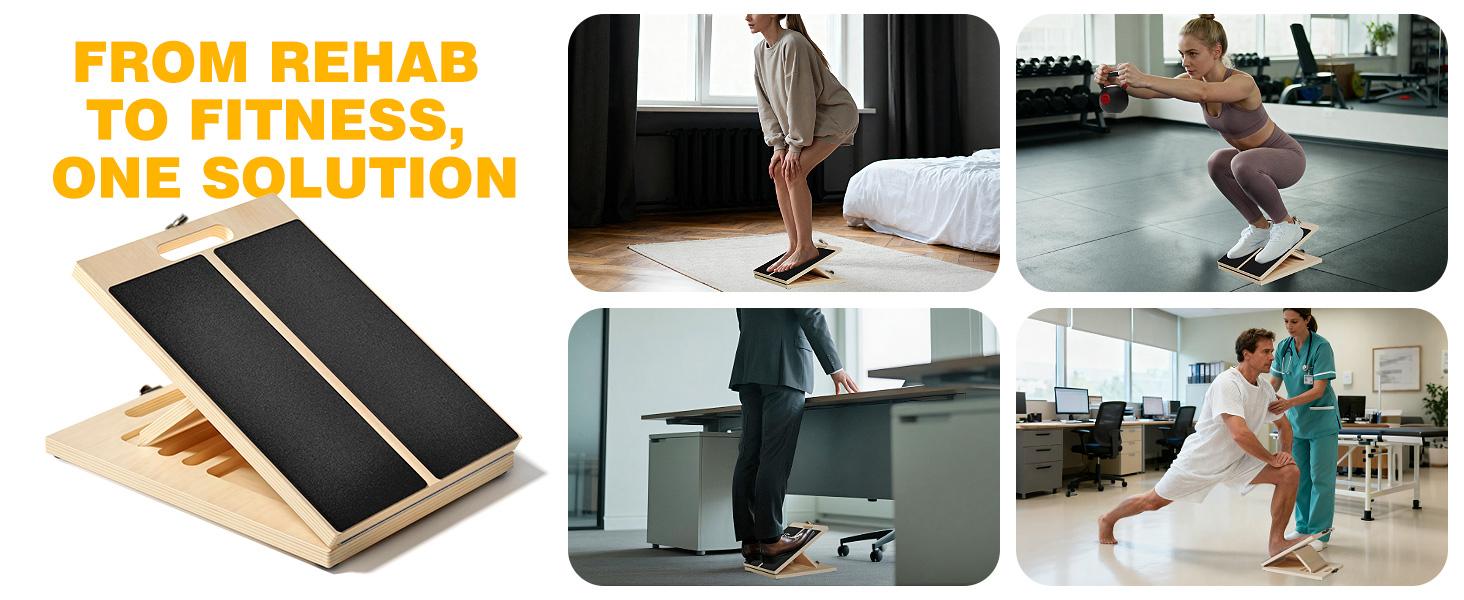 Slant Board for Calf Stretching, Adjustable Portable Wooden Board with 2 Resistance Bands & Training Poster,300 lbs Weight Capacity Calf Stretch Wedge for Legs, Knees & Flexibility Slant Board for Calf Stretching, Adjustable Portable Wooden Board with 2 Resistance Bands & Training Poster,300 lbs Weight Capacity Calf Stretch Wedge for Legs, Knees & Flexibility