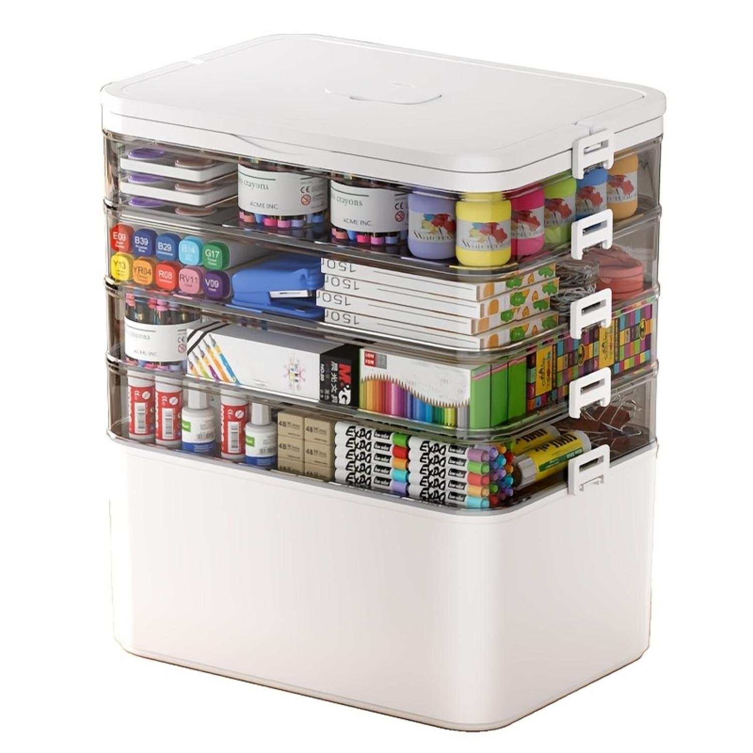 PrimPick 1pc multi-functional plastic sewing craft tool box, Multi grids organizer, store tools, suitable for medicine box storage, hair accessories, storage containers with handles, durable plastic organizers, toolboxes