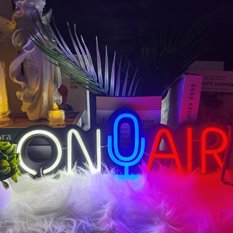 Adjustable on Air Neon Sign LED Wall Decor, Live Streaming Light-Up Logo for Home Studio Game Room Bar Club Garage Party Art Decoration
