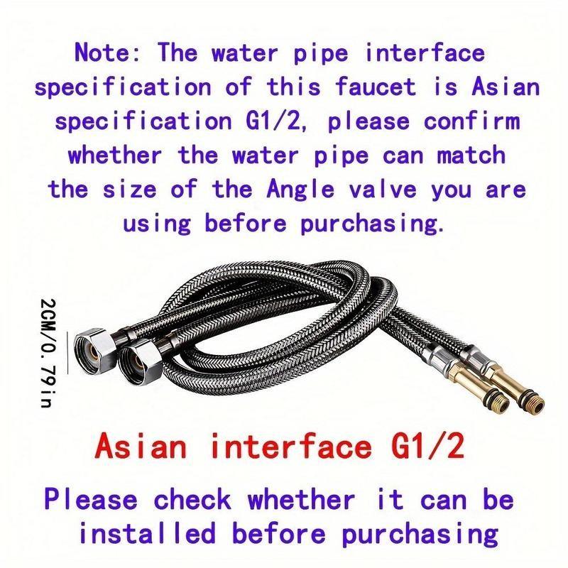 Rotating Bathroom Sink Faucet, Adjustable Height Single Handle Single Hole, 2 Spout Types and 2 Soft Hoses, Basin Rotating Faucet