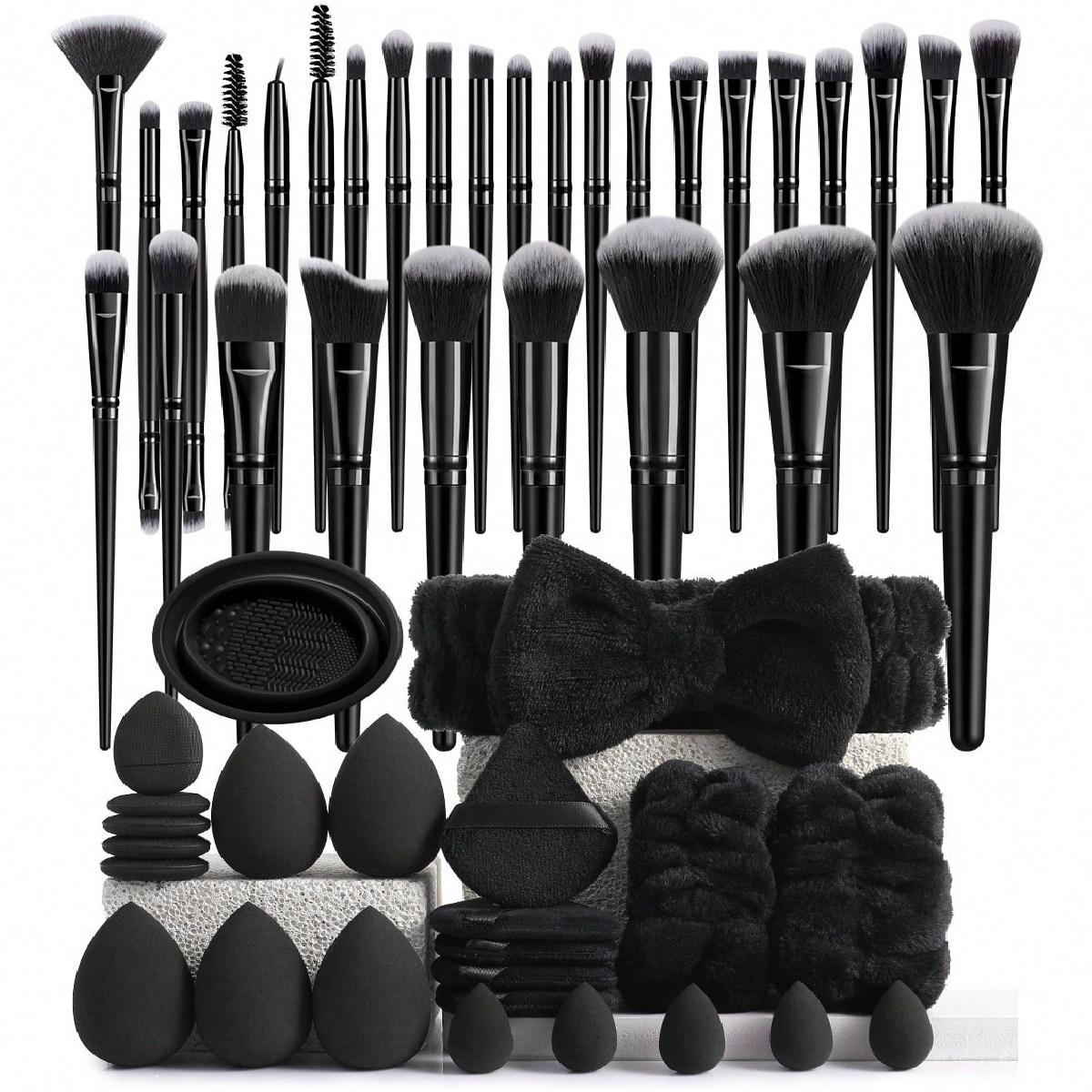 54PCS Professional Makeup Tool Set - Complete Cosmetic Brush, Sponge, Puff, Headband & Brush Cleaning Bowl Kit - Multi-Use Facial Makeup & Cleaning Accessories for Daily & Pro Use, All-in-One Makeup Essentials Set ,Gifts For Women