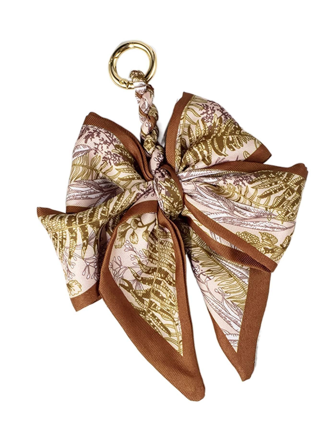 Elegant Bow Bag Charm-Floral Scarf Keychain wit..