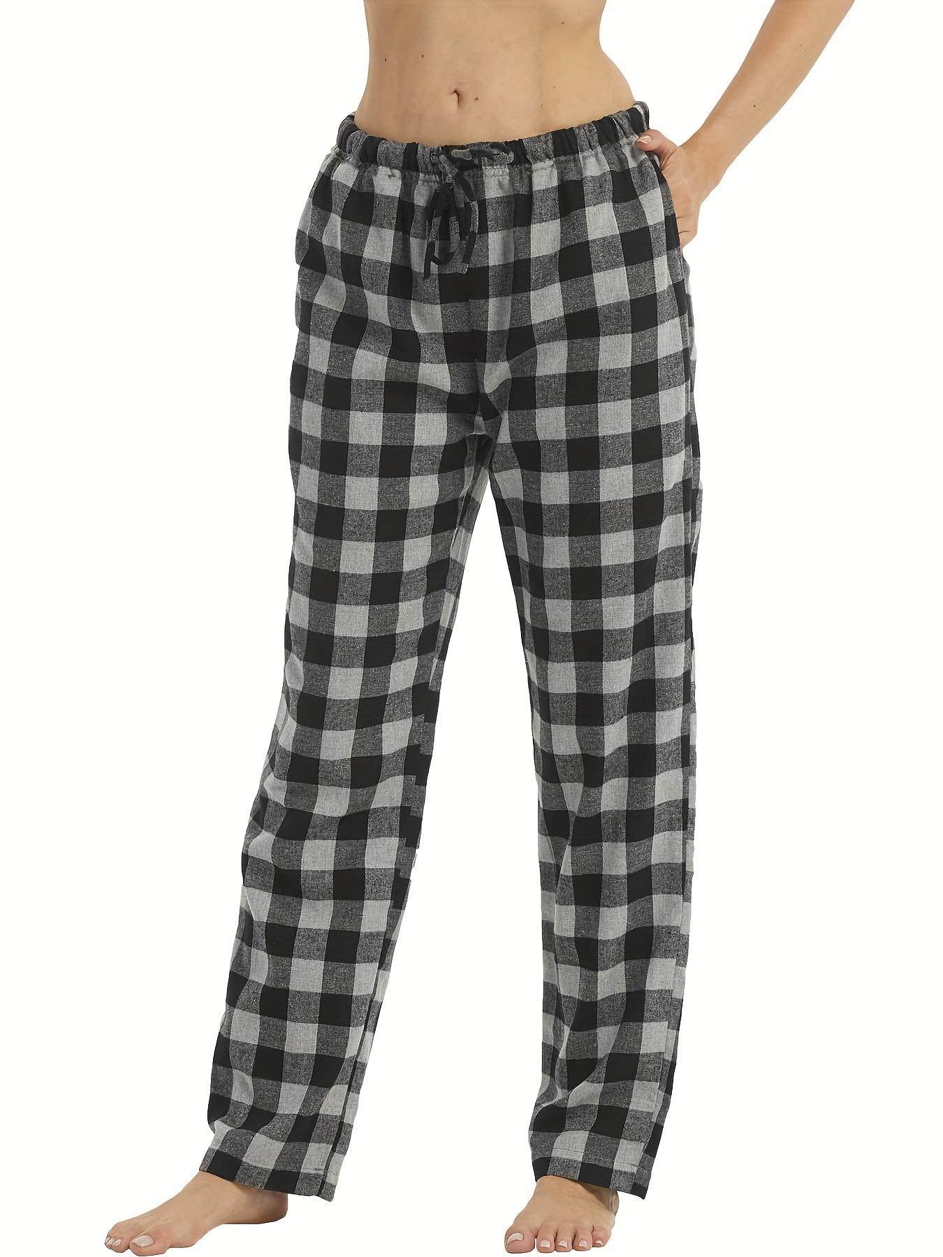 Women's Flannel Plaid Sleep Pants Soft Comfortable Indoor Home Long Pants Casual Outdoor Drawstring Waist All Seasons Cotton