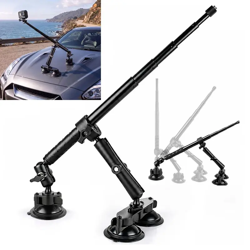 Car Mount Holder Compatible with Insta360 X5/x4/x3, Dual-Layer Suction Cup Set with Extensible Rod, Universal Car Mount, Ideal for Action Camera & Panoramic Shots, Adjustable Car Holder Vehicle Mount