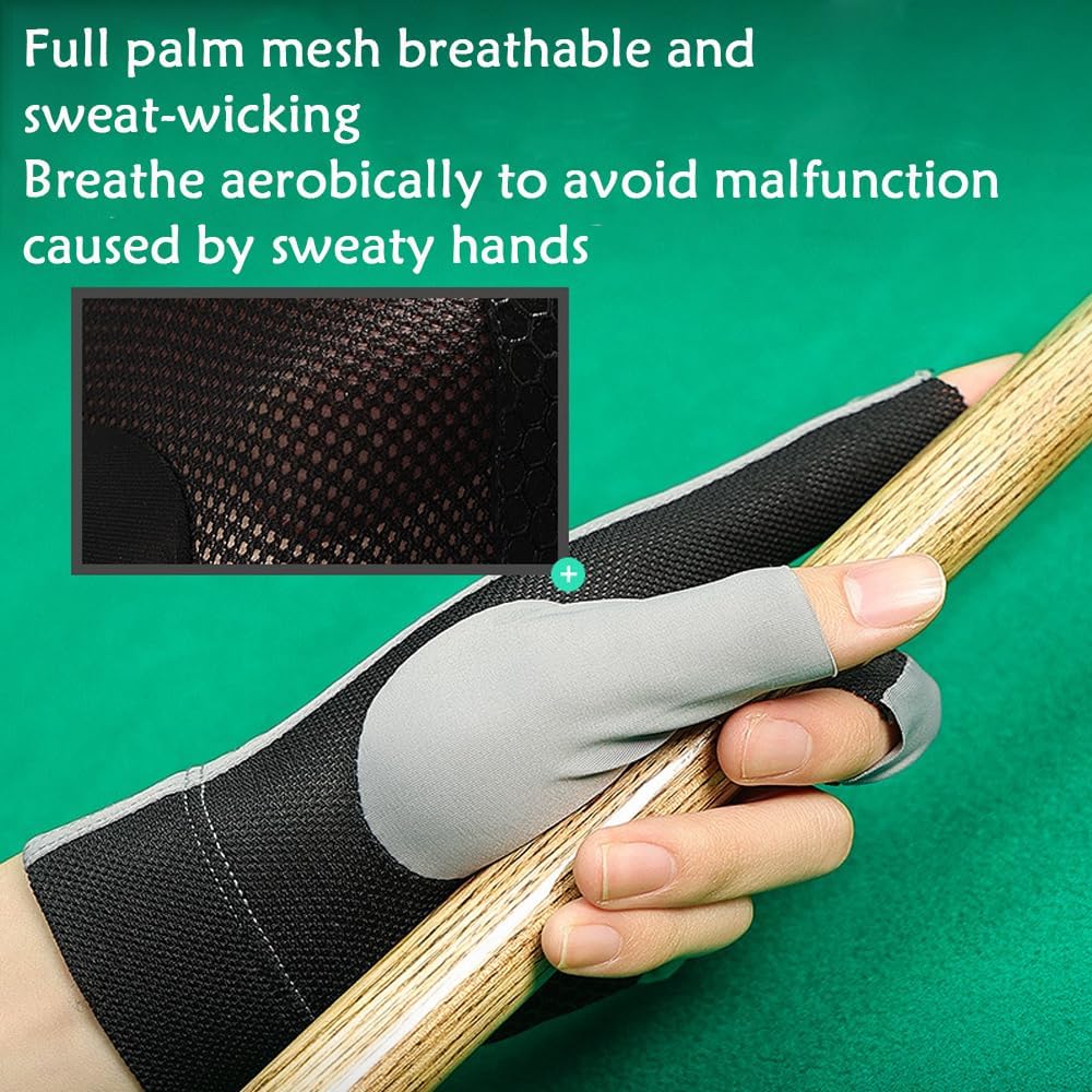 Pool Glove Left Hand, Billiards Glove, Billiard Pool Gloves for Left Hand 3 Finger, Snooker Cue  Glove Popular Sizes for Men & Women