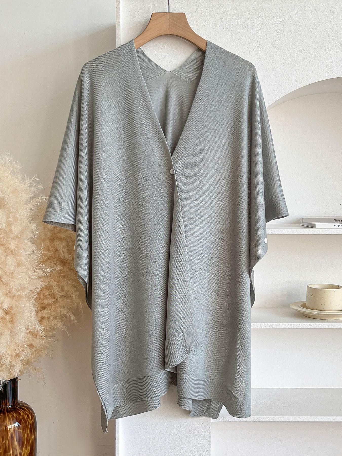 Women's Elegant Solid Color Shawl, Casual Soft Shawl, Soft Comfortable Fashion Accessory, Versatile Vintage Style, Perfect for Daily Wear