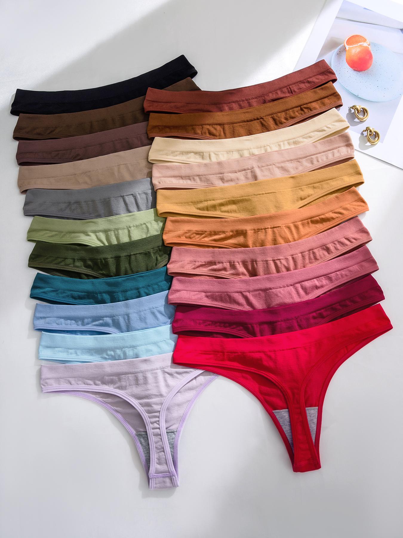 Women's Solid Color Drop Waist Thong, Soft Breathable Panty for Daily Wear, Women's Fashion Comfy Underwear for All Seasons