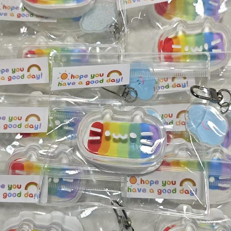 Rainbow Cat Cheese Squishy, Cute Slow Rebound Fidget Toy for Students, Super Muddy Stress Relief Squeeze Toy