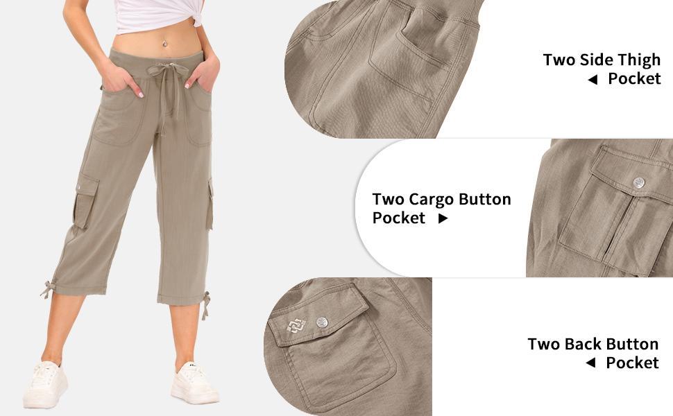 MoFiz Women's Cargo Capris Hiking Pants Lightweight Quick Dry Outdoor Athletic Travel Casual Loose Comfy Cute Pockets SpringStatements MoFiz Women's Cargo Capris Hiking Pants Lightweight Quick Dry Outdoor Athletic Travel Casual Loose Comfy Cute Pockets SpringStatements