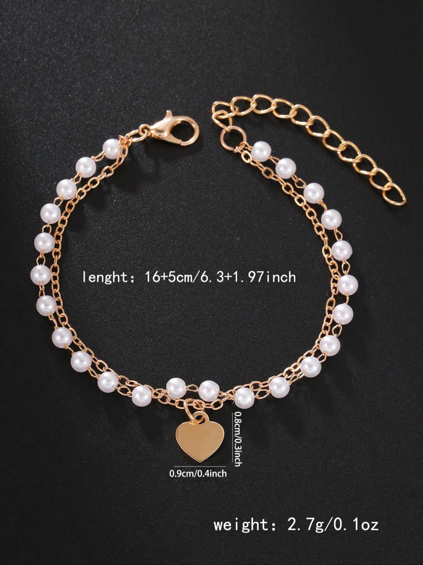 New Style Heart Pearl Beaded Bracelet, Vintage Fashion Jewelry for Women, Elegant Birthday Gift Idea, Versatile Accessory for All Occasions