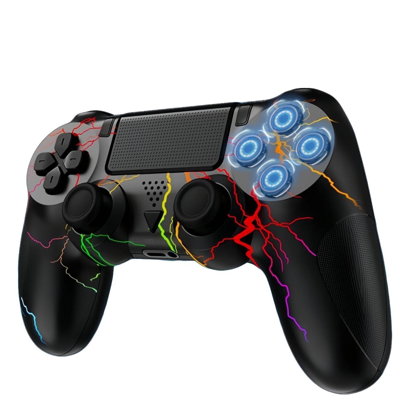 PS4 Wireless Controller,  Edition with Colorful Lightning Attack Design, Vibration Feedback, Six - Axis Gyroscope, Compatible with PS4 Players.