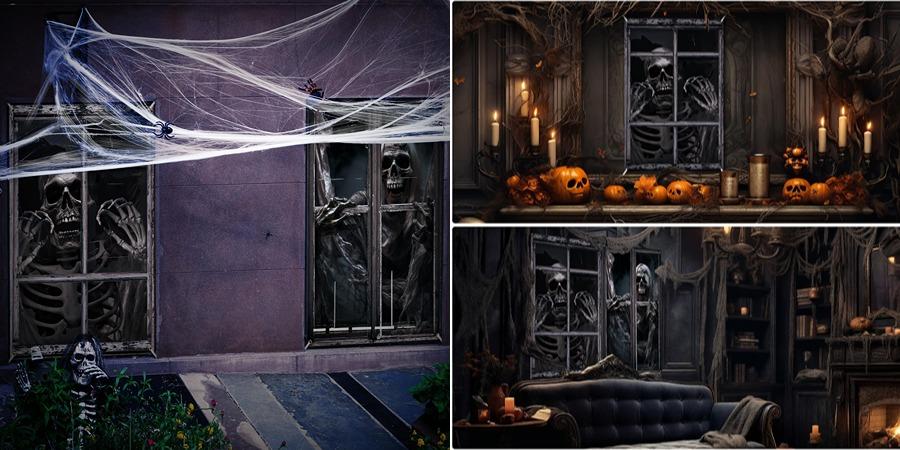 2/3 Pcs Halloween Window Cover Decoration, Bloody Creepy Clown Scene Curtains for Haunted House, Reusable Fabric Horror Decorations for Indoor Outdoor Party, 31 x 47 Inches