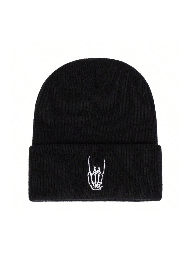 Unisex Skull Finger Hat, Outdoor Sun Protection Cap, Travel Beach Vacation, Casual Asymmetrical Design, All Seasons Fitted Knit Hat, Knitted Winter Hat