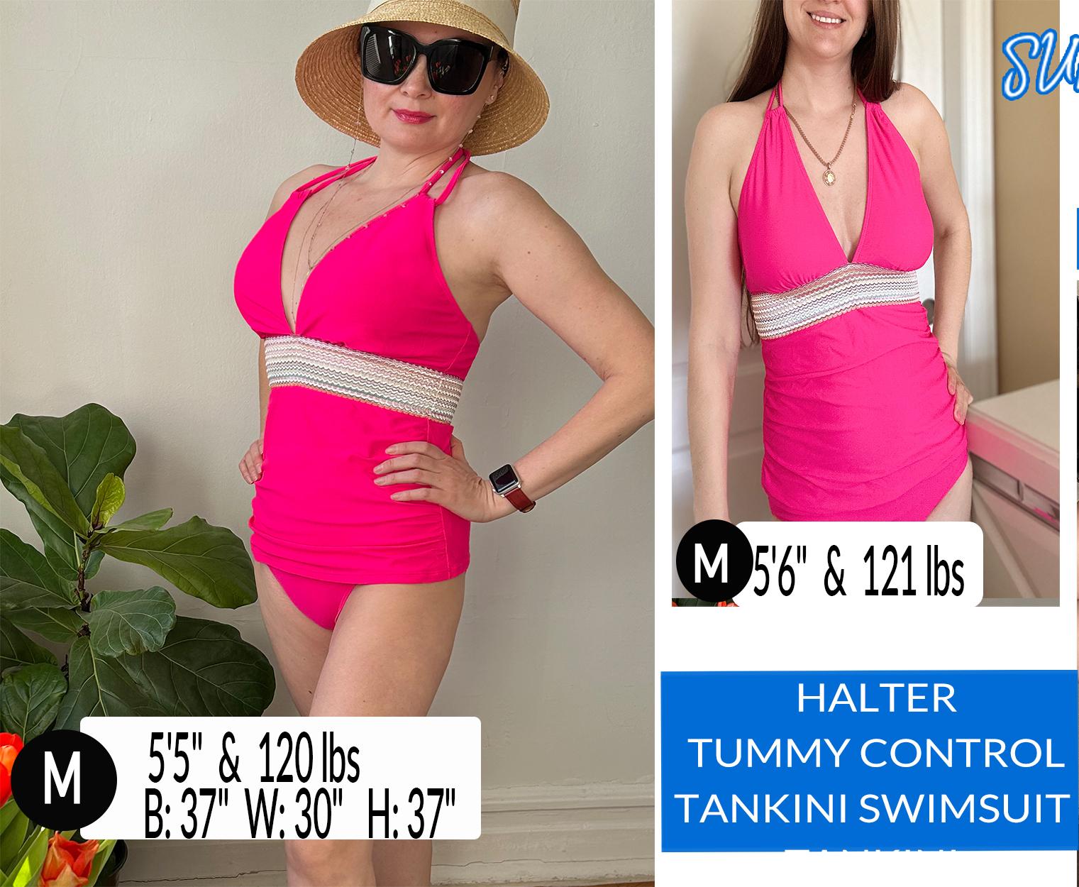 Aqua Eve Women's Tummy Control Halter 2-Piece Color Block Tankini Swimsuit - Sports & Outdoor Swimwear, Surfwear Option, Fathers Day Gift