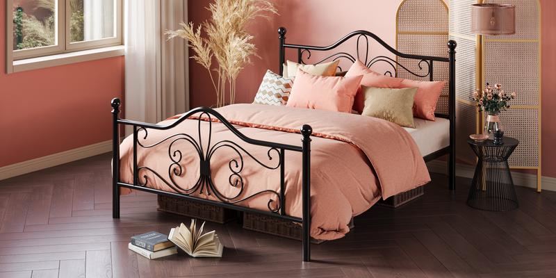 MUTICOR Twin/ Full/ Queen Platform Bed Frame, 【Frame Only No Mattress】Metal Bed Frame with Butterfly Pattern Design Headboard & Footboard, No Box Spring Needed, #TikTokShopBlackFriday #ChristmasGifts