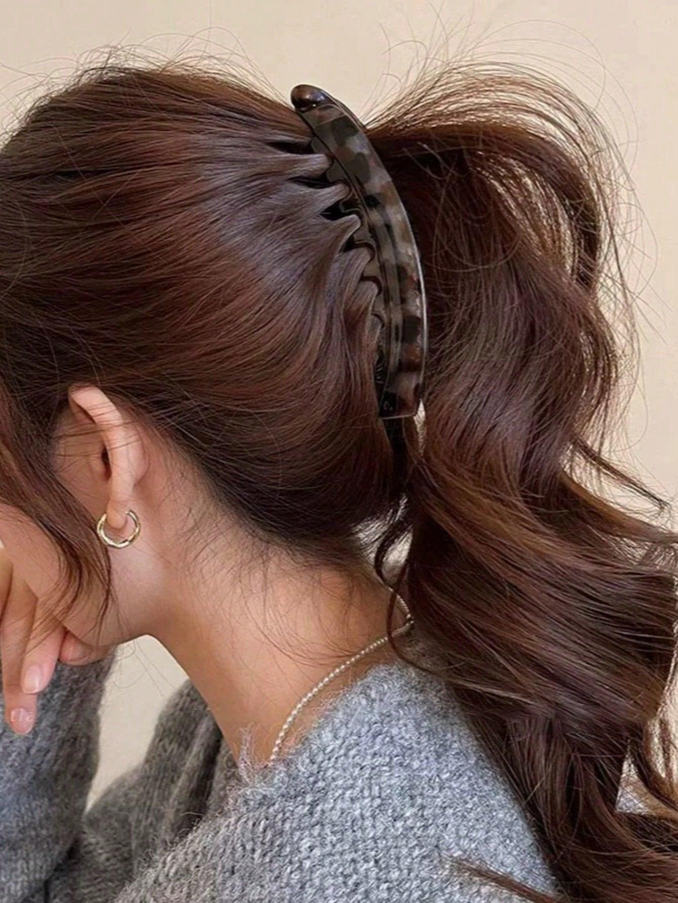 3pcs Non-Slip Large Banana Clips, Strong Hair Grip for Ponytails and Updos, Thickening Hair Volume, Leopard Print