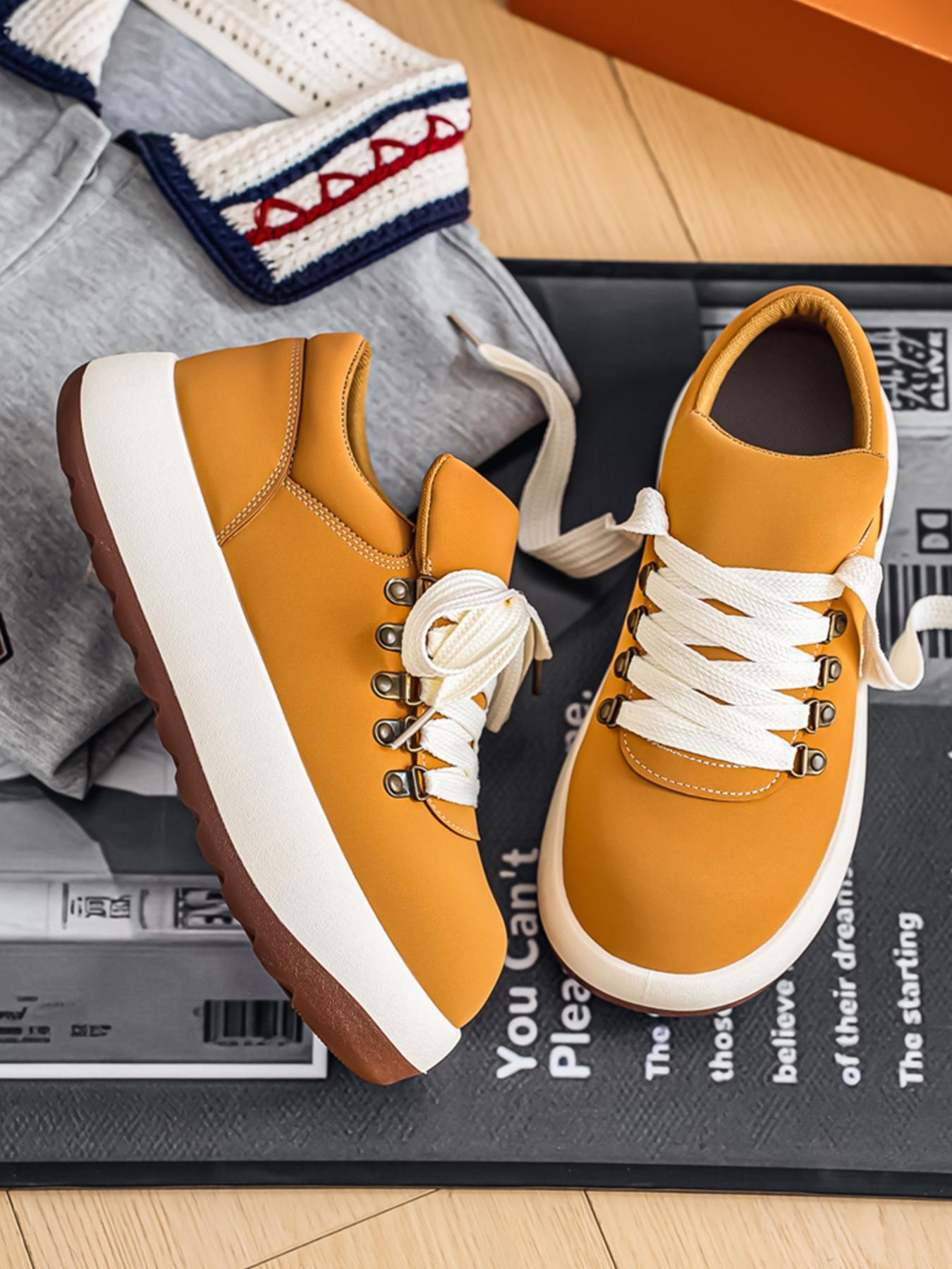 Men's Black-White Color-Block Ugly Cute Big Head Platform Shoes: Soft Anti-Slip + Height-Increasing Versatile, Daily Outfit Trendy Shoes