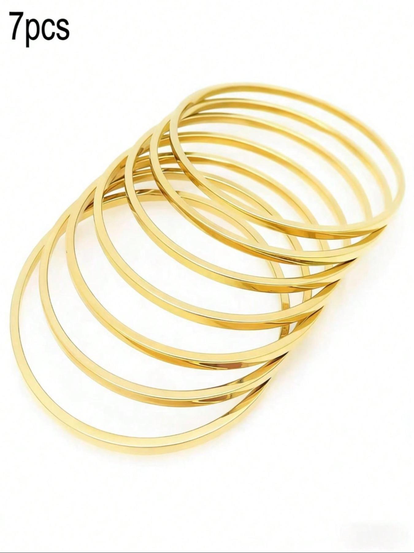 Elegant Stackable Bracelet Set, Minimalist Fine Gold Bracelets, 1/3/5/7 Pieces, Daily & Party Wear Accessories