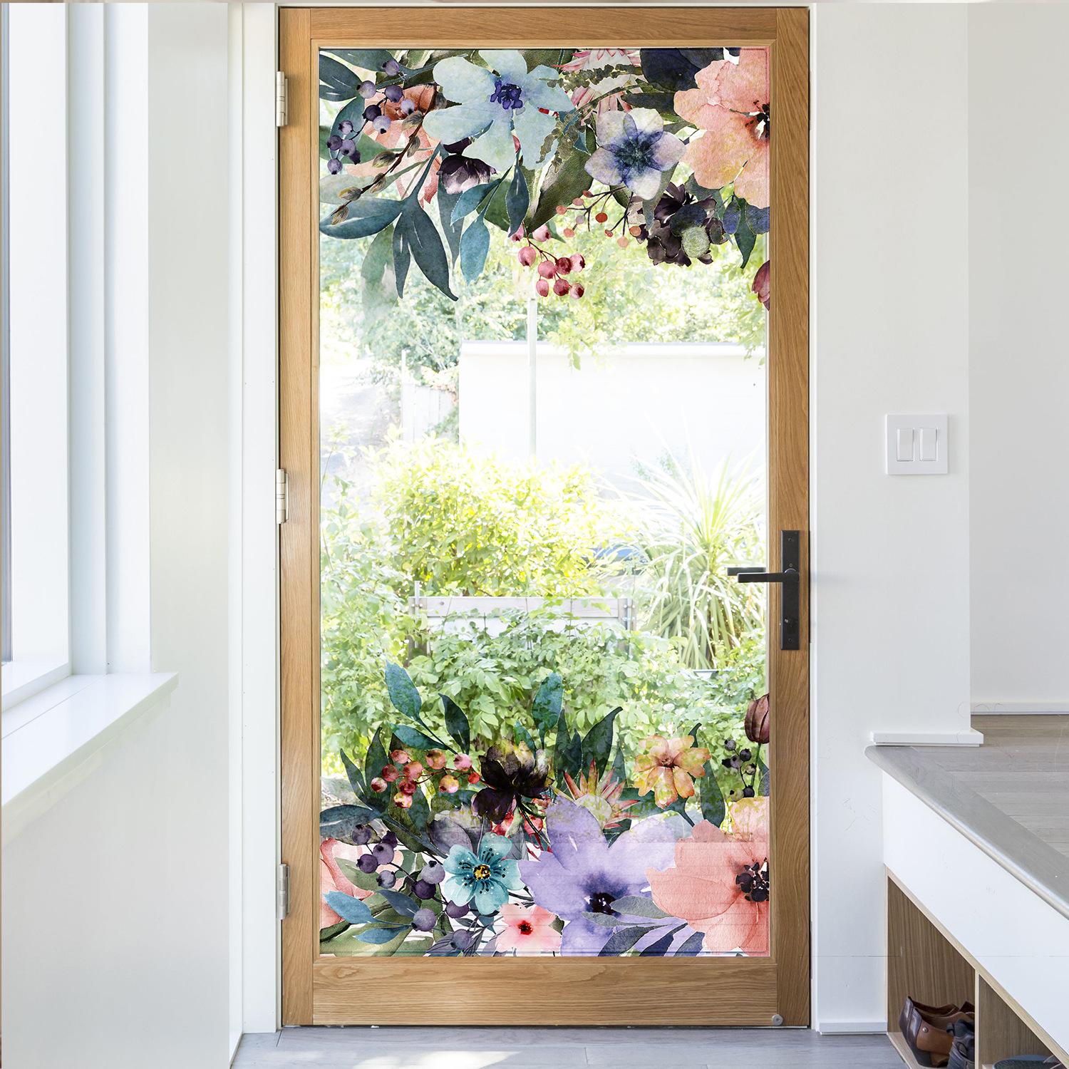 Floral Static Glass Sticker Roll, Removable French Style Glass Film, Room Renovation Decor, Balcony Decoration, No Glue Required