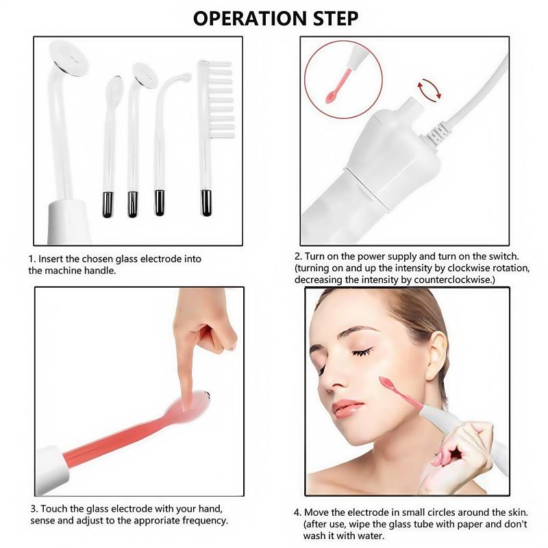 US standard plug, 4-in-1 multifunctional facial machine high-frequency comb device, high-frequency facial stick with 4 tubes, suitable for facial, head, and neck care tools, perfect gift for friends, girlfriends, and family, Christmas gift