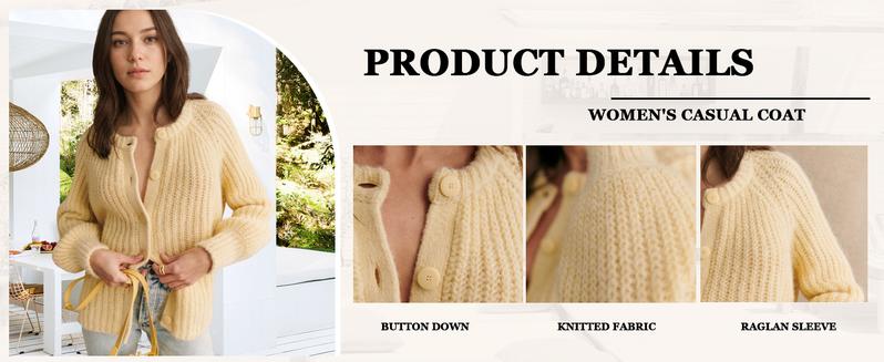 Ommig Women's Casual Long Sleeve Crewneck Button Down Cardigan Sweater Knit Outwear Ommig Women's Casual Long Sleeve Crewneck Button Down Cardigan Sweater Knit Outwear