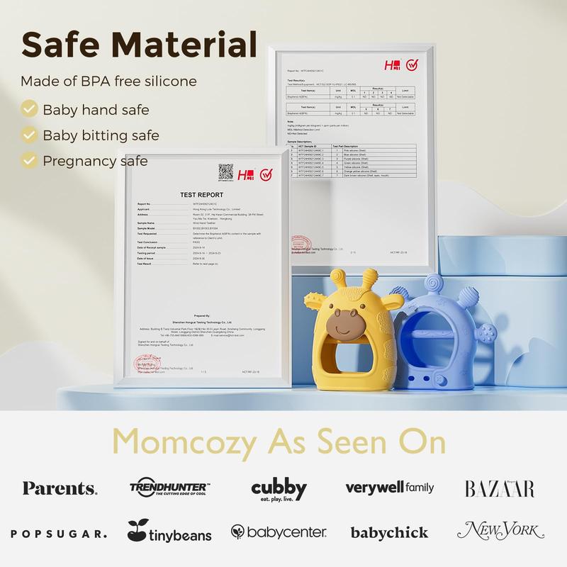 Momcozy Baby Teething Toy, Food Grade Silicone Teether, Sensory Teether for Infants 0-6 Months & 6-12 Months, Essential Baby Accessory Momcozy Baby Teething Toy, Food Grade Silicone Teether, Sensory Teether for Infants 0-6 Months & 6-12 Months, Essential Baby Accessory
