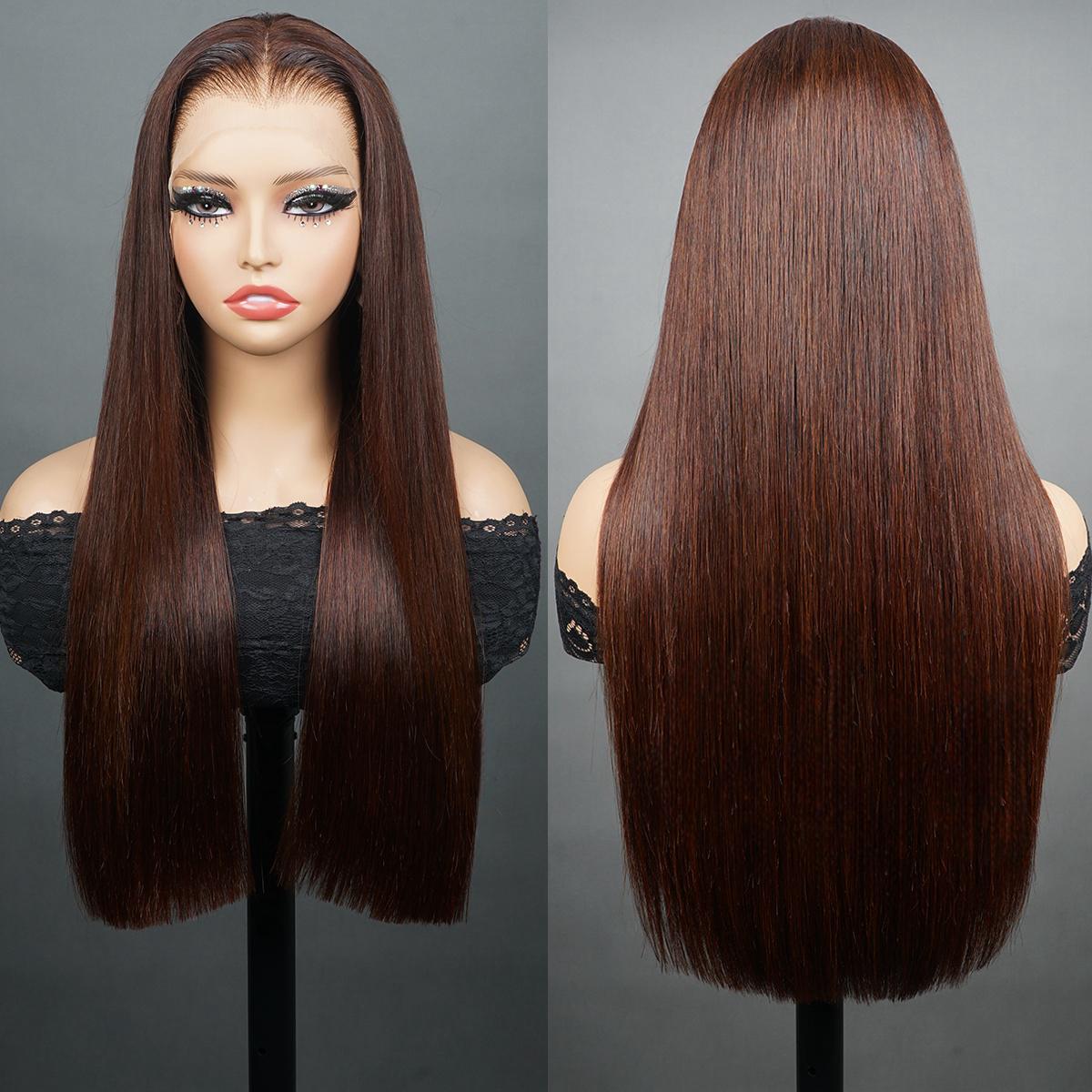 Bangjazz Human Hair Wig Double Drawn Hair Pre Bleached Knots 13X6 HD Lace Front Straight Hair 200% Density Glueless Wigs Brazilian Virgin Human Hair 4More Wig  Summervibes