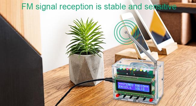 FM Radio Kit, Soldering Projects Radio with LED Flashing Lights FM 87-108MHz Soldering Practice Kit DIY Radio Kit LCD1602 Display for Learning Teaching STEM Education