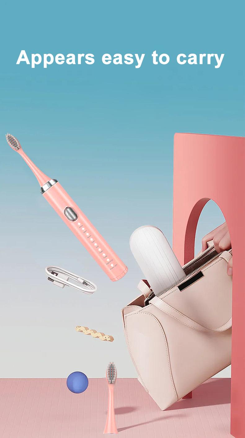 Christmas new products Deep Cleaning Electric Toothbrush with 4 Brush Head & Case,8 Cleaning ModesRechargeable Toothbrush for Home & Travel,Fall, Winter Gift, New Year Gift, ChristmasGift, Stocking Fillers, Thanksgiving Gifts Cleansing Pink