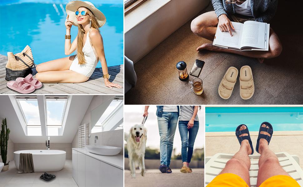 Soft Sole Comfortable Slides, Simple Solid Color Casual Open Toe Shoes for Indoor Home Bathroom