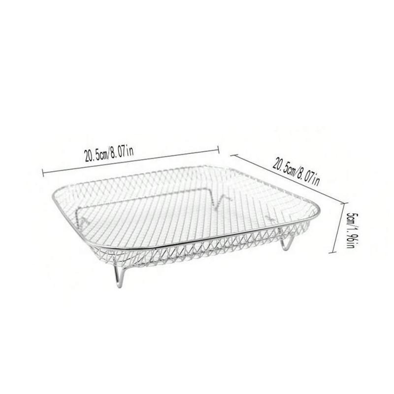 3-Piece Stainless Steel Dehydrator Rack Set, Stackable 8-Inch Square Air Fryer Rack with Silicone Feet, Oven & Deep Frying Safe