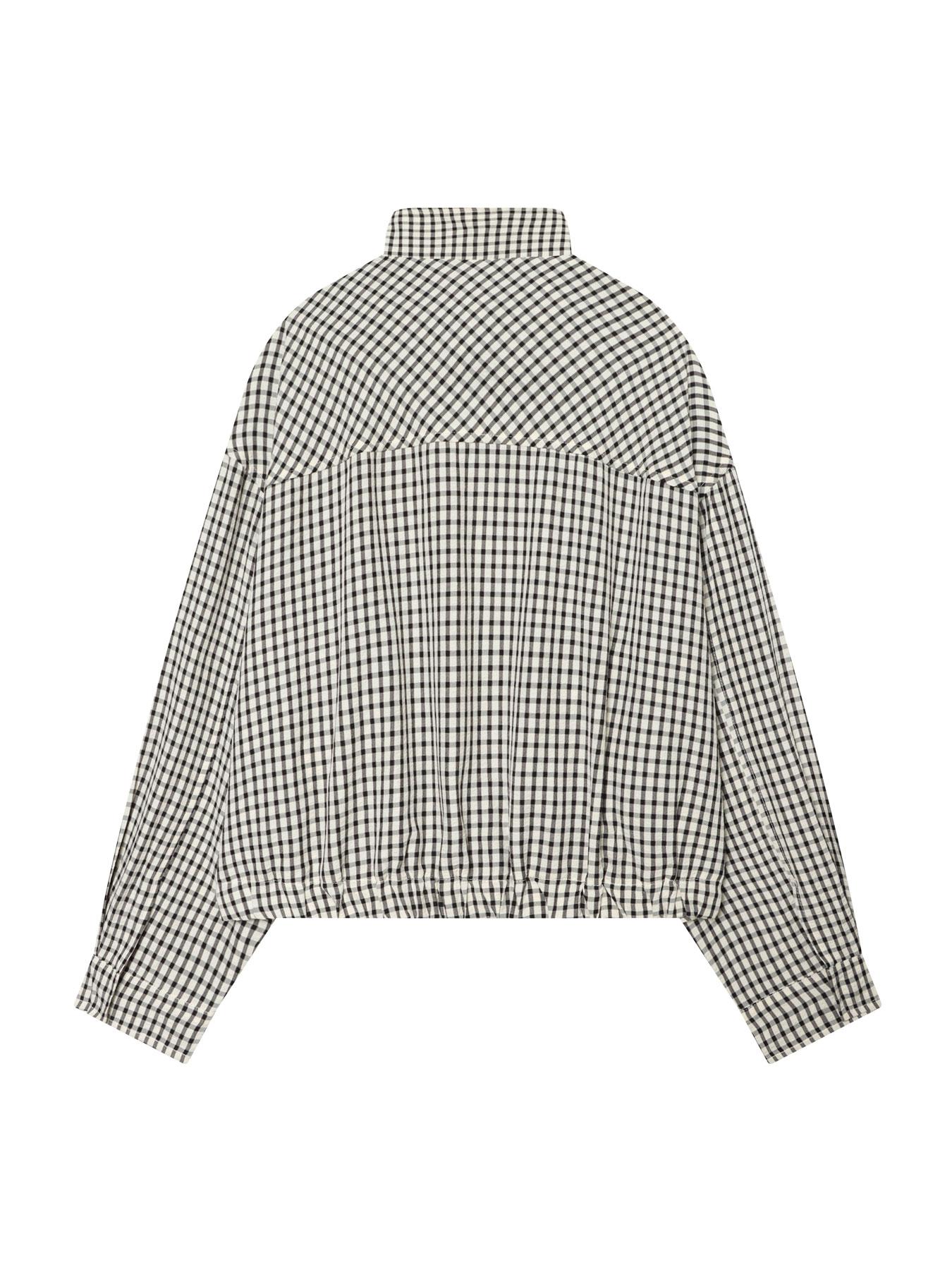 Plaid Oversized Jacket Women's Bomber Jacket Outerwear With Pockets Plaid Checked Outerwear Spring Autumn Black & White Check Long Sleeve Top Cropped Stand Collar Zip 2026 New Loose Oversized Fit Side Pockets Daily Wear Street Style Office Casual Top