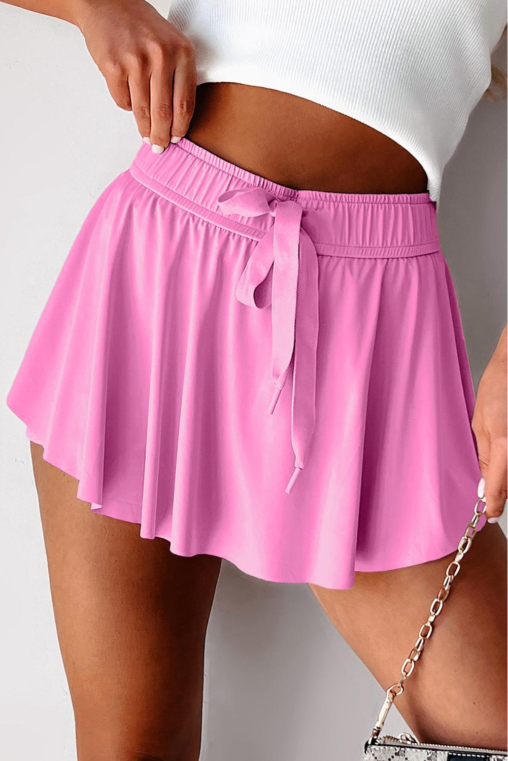 MULLVEIG Women's Drawstring High Waist Tennis Skorts Built-in Shorts - Athletic Lined Sport Skirt Running Golf Workout Pleated Pickleball