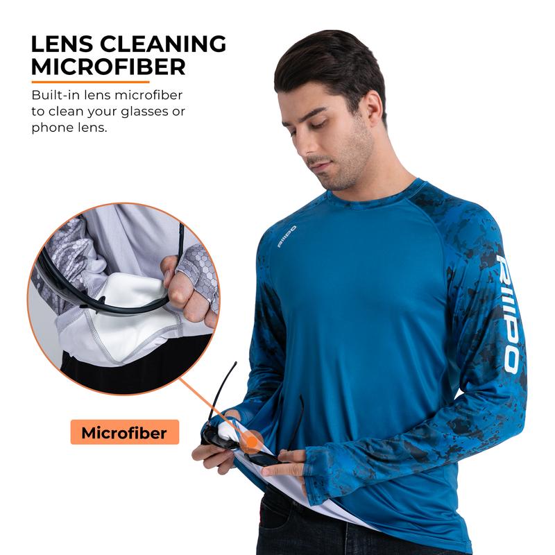 RODEEL R30 RIIIPO Long Sleeve Shirts w/ UV Detection Thumbhole Men UPF 100+ Sun Protection Lightweight Quick Dry Moisture Wicking Rash Guard Breathable Cooling Activewear for Outdoor Sport Gym Workout Running Hiking Fishing, Holiday Gift
