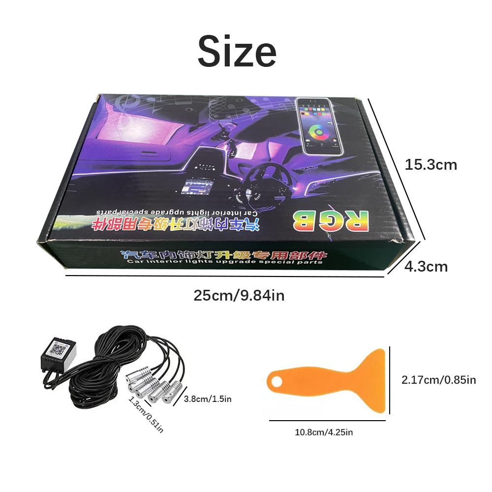 RGB Car Lights Wireless RGB LED Strip Lights Kit with Music Sync 12V Car Plug for Vehicle Interior Decoration Fiber Optic Cable Included,  led light strips