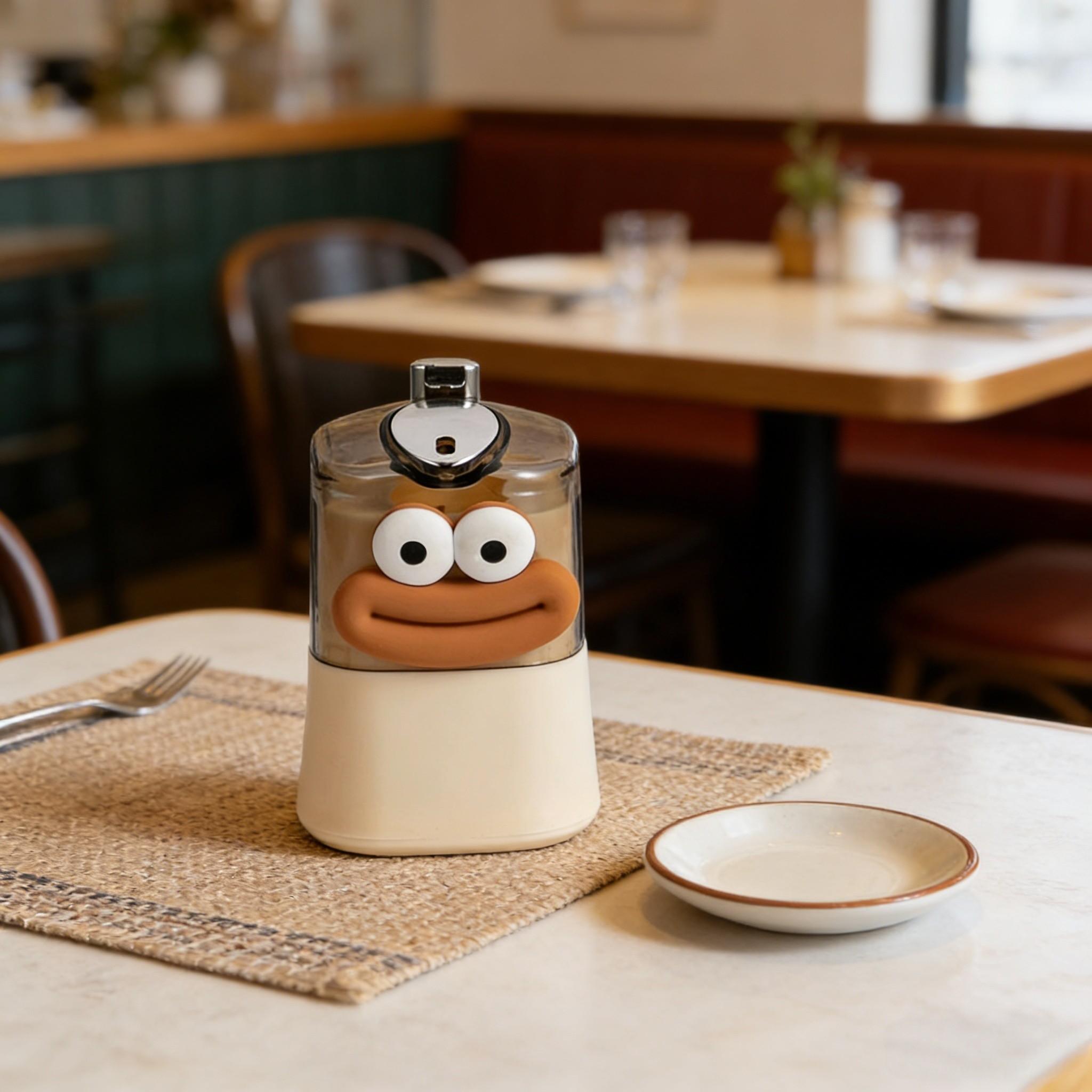 Automatic Press Toothpick Holder, Plastic Toothpick Dispenser, Creative Toothpick Storage Box, Cute Design, Includes Cartoon Stickers