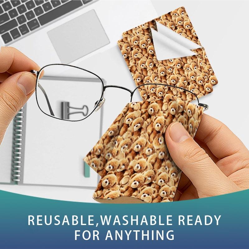 1/3/6/14pcs Teddy Bear Pattern Cleaning Cloth, Suitable For Lens & Glasses Cleaning, Multiple Specifications Available, Single - Sided, Soft Texture, Ideal For Home & Photography Use, Efficient Cleaning