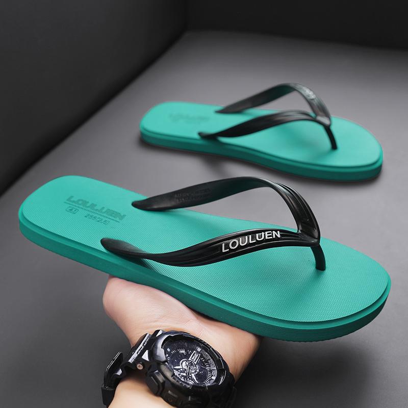 Men's Casual Flip-Flops, PVC Material, Medium Width, Anti-Slip, Lightweight, Suitable for Beach, Bathroom, Living Room, Summer Sandals