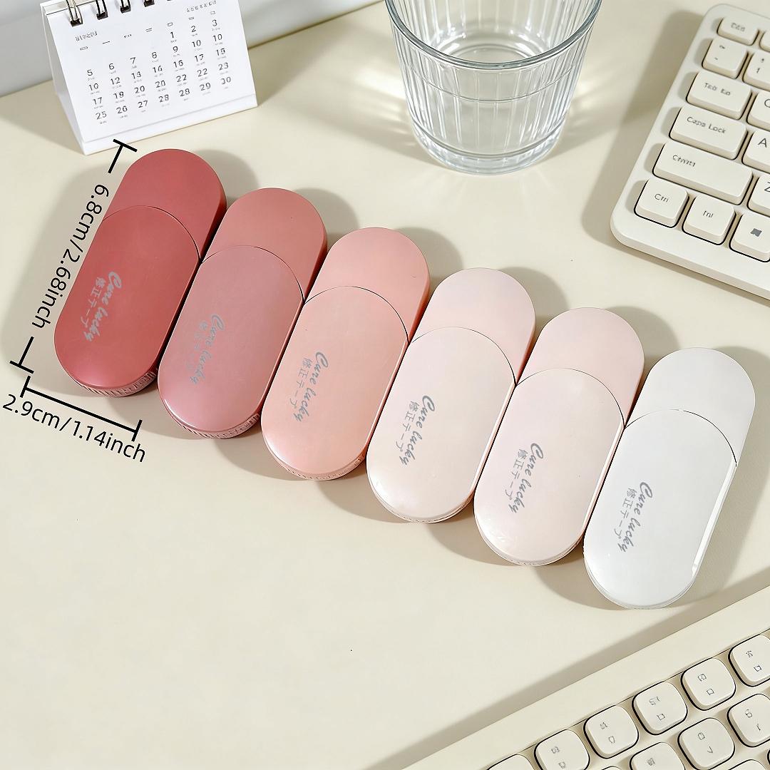 6-Piece Compact Portable Correction Tape Set, Ergonomic Handle, Smooth Coverage, Scratch-Resistant, Quiet Operation, Office & School Supplies