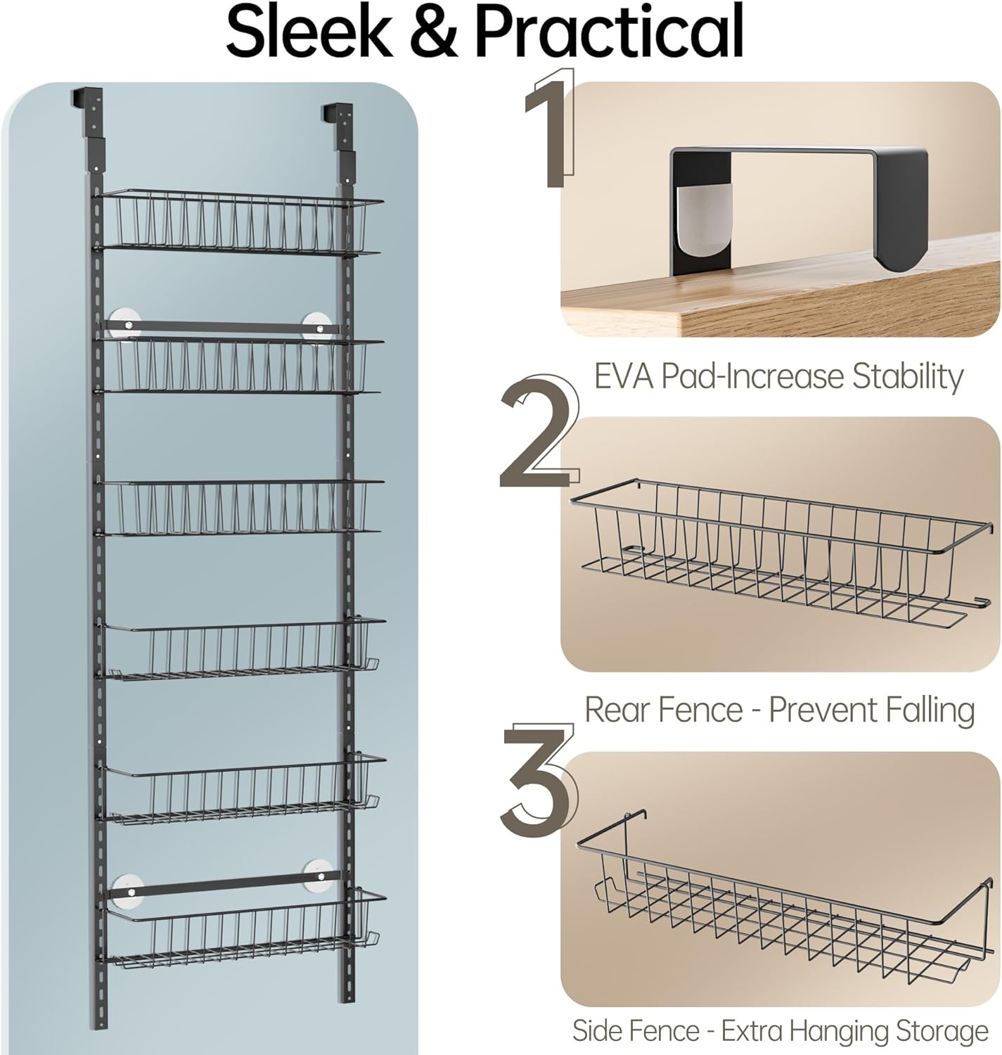 DELAMU Pantry Door Organizer, Adjustable Metal Door Over Door Pantry Organizer, 6 Tier Over Door Storage Rack, Kitchen Pantry Door Organizer and Storage Cabinet, D5 W16.6 H52.1 Inch Hanging Hangable bathroom organizer metal storage rack sturdy metal DELAMU Pantry Door Organizer, Adjustable Metal Door Over Door Pantry Organizer, 6 Tier Over Door Storage Rack, Kitchen Pantry Door Organizer and Storage Cabinet, D5 W16.6 H52.1 Inch Hanging Hangable bathroom organizer metal storage rack sturdy metal