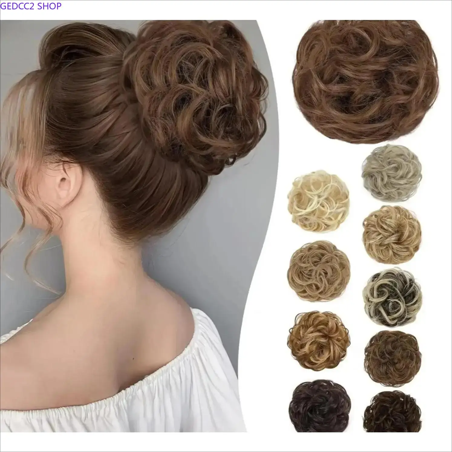 Summervibes Iridescent Synthetic Messy Bun Hair Piece, Curly Wavy Stretch Scrunchies, Fluffy Tousled Chignon Hair Accessories for Women, 2026 Sports & Outdoor Collection