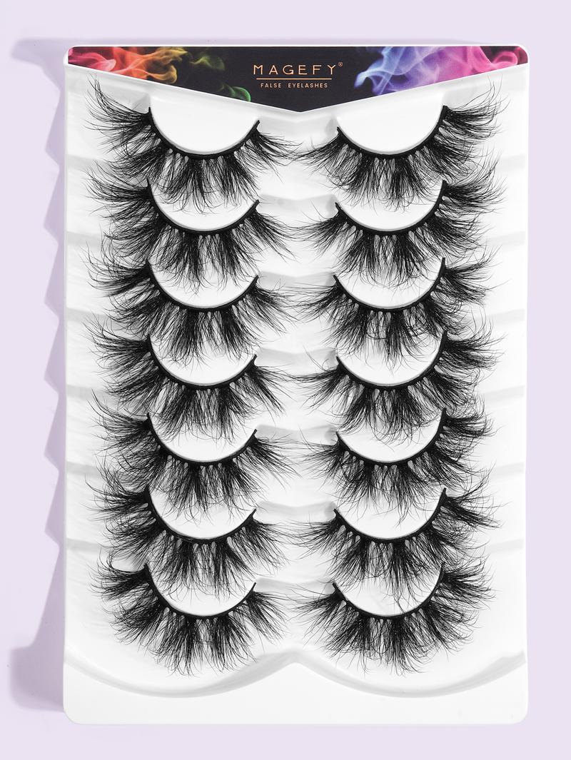 MAGEFY Fluffy False Eyelashes, 1/2 Boxes Wispy Cat-Eye Faux Lashes, Natural Curling Eye Makeup Strip Lashes, Eyelash Extension Cosmetic Kit for Summer Makeup