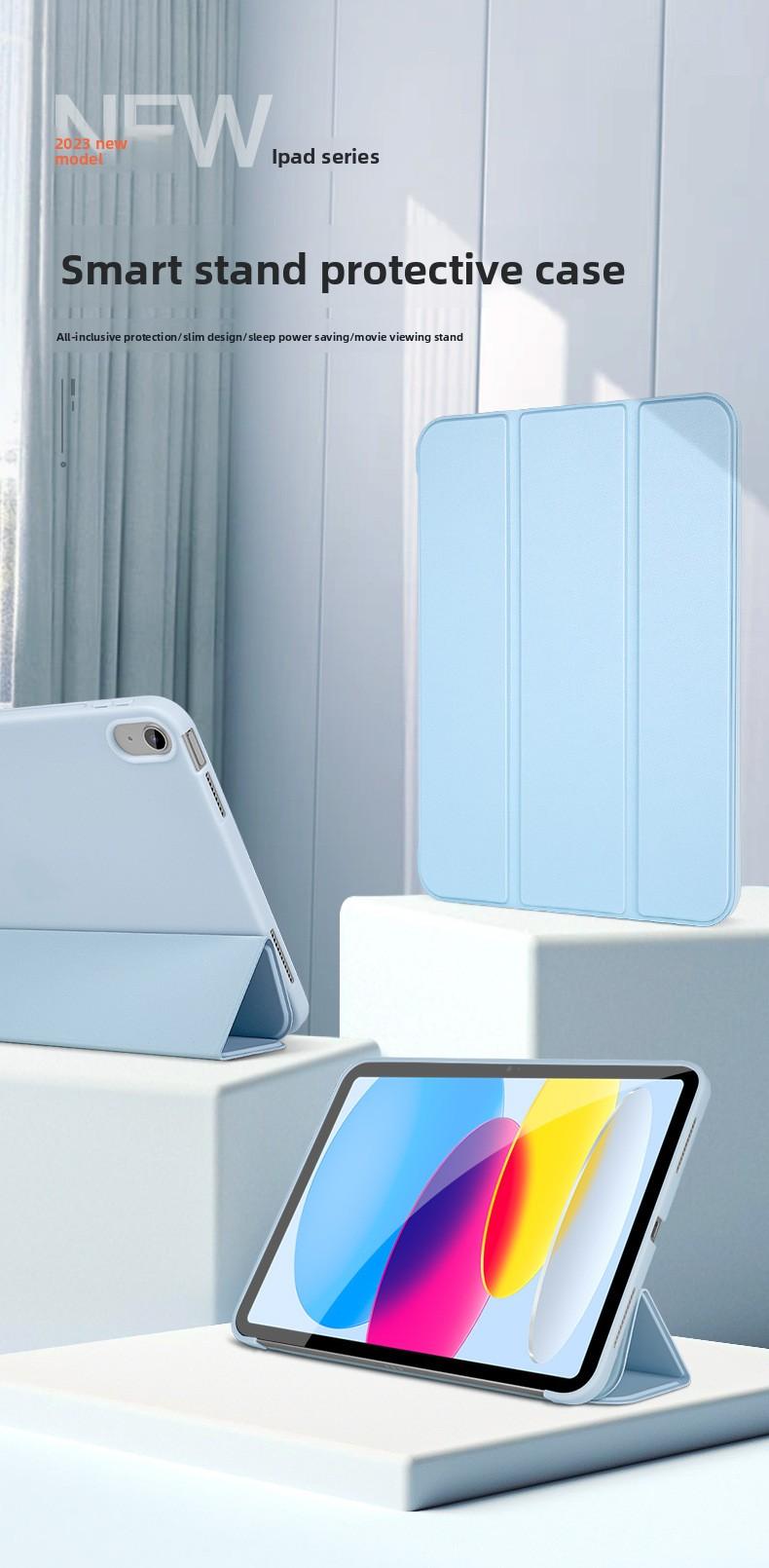 Shockproof Soft TPU iPad Case for iPad 11", iPad 10th Gen 10.9", iPad 9th Gen 10.2", Smart Tri-Fold Folio Cover with Stand, Auto Wake/Sleep Protective Shell for Apple iPad 2023 Models